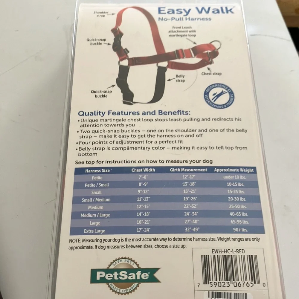 Easy walk pet safe harness large brand new